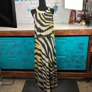 Chicos Golden Zebra Print Sleeveless Layer Maxi Dress, Animal Print, sz 1